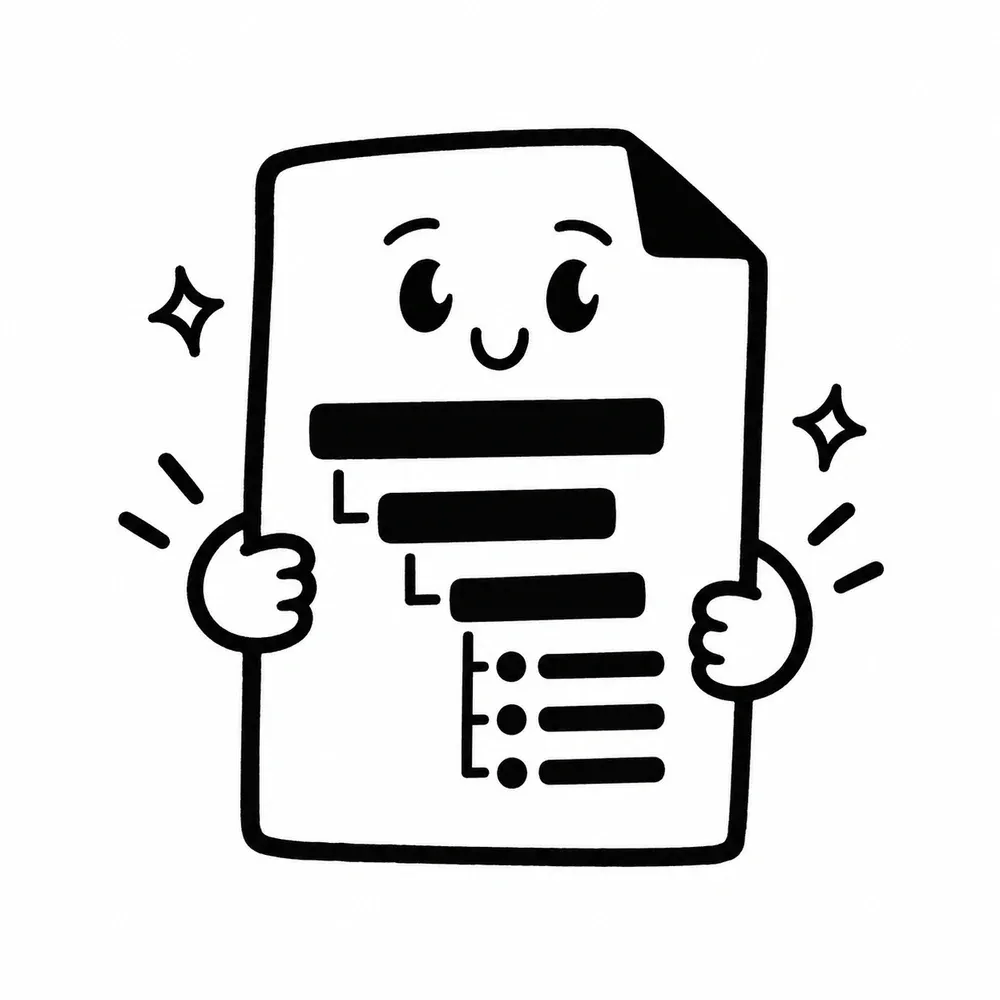 문서의 제목과 목록 계층을 보존하는 모습