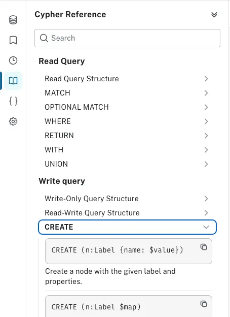 Neo4j Browser Cypher Reference